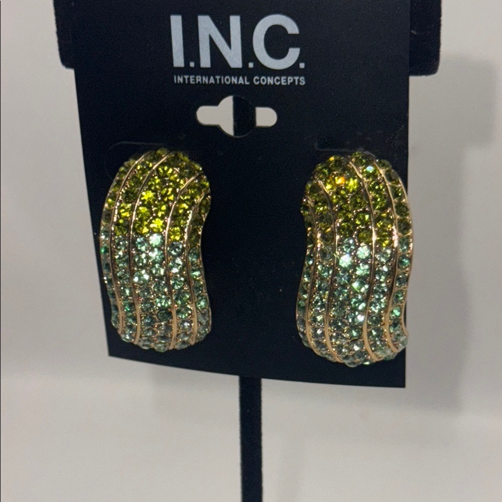 🍷3for$20! NWT INC International Concepts Green and Yellow Earrings - Picture 2 of 4